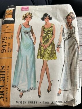 5/$25 VTG McCall 9475 Women's Vintage-Inspired Light Blue Evening Dress